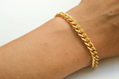 24k gold plated link chain bracelet for women - shani-adi-jewerly