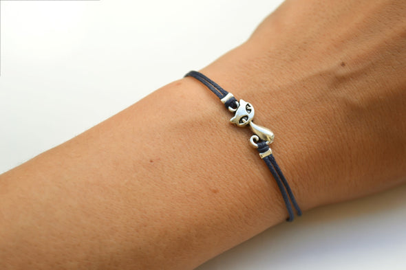 Cat bracelet, blue cord - shani-adi-jewerly
