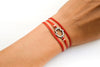 Red wrapped bracelet with a silver Hamsa charm, Kabbalah bracelet - shani-adi-jewerly