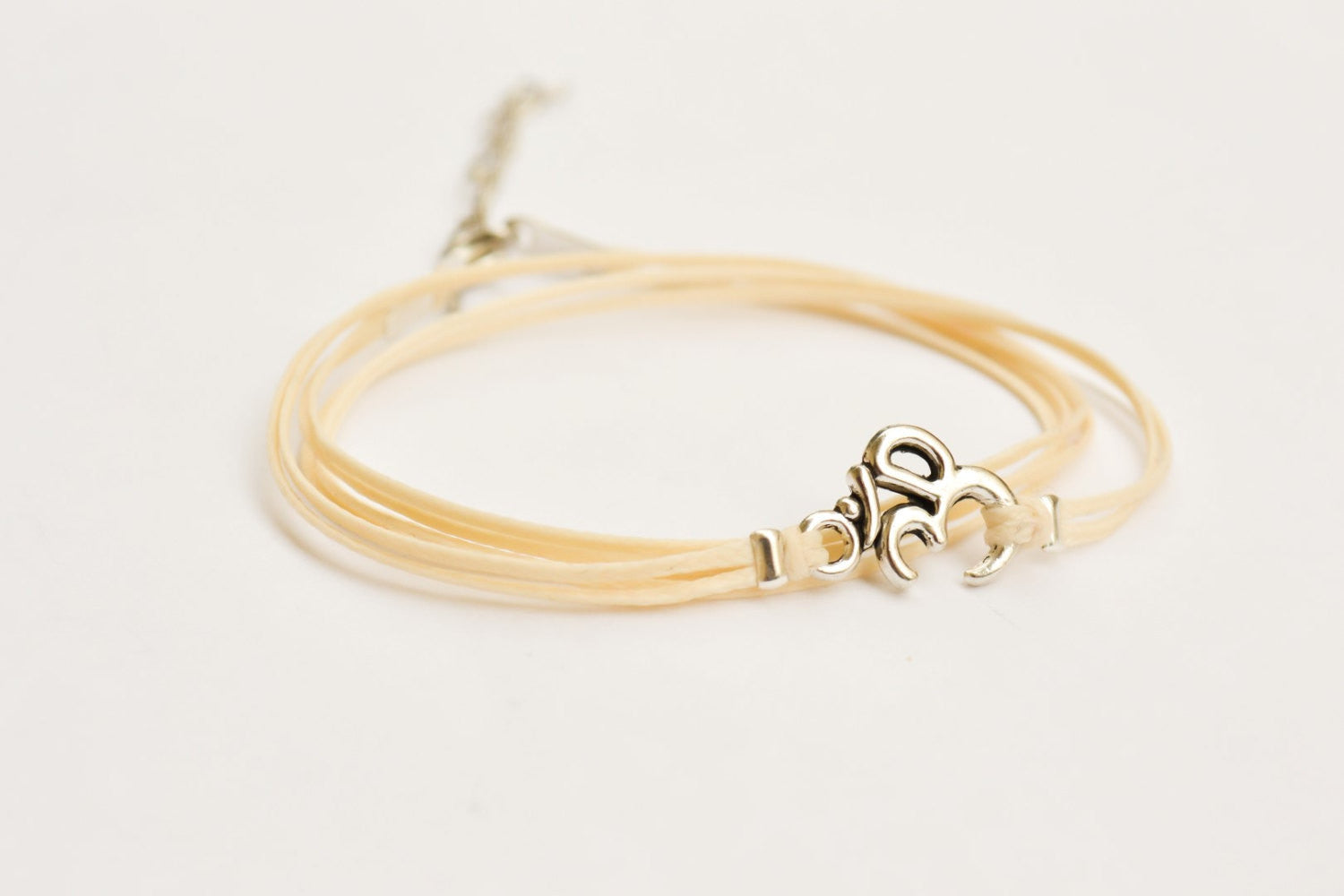 Silver Om bracelet, wrapped ohm bracelet, yoga jewelry, hindu synbol - shani-adi-jewerly