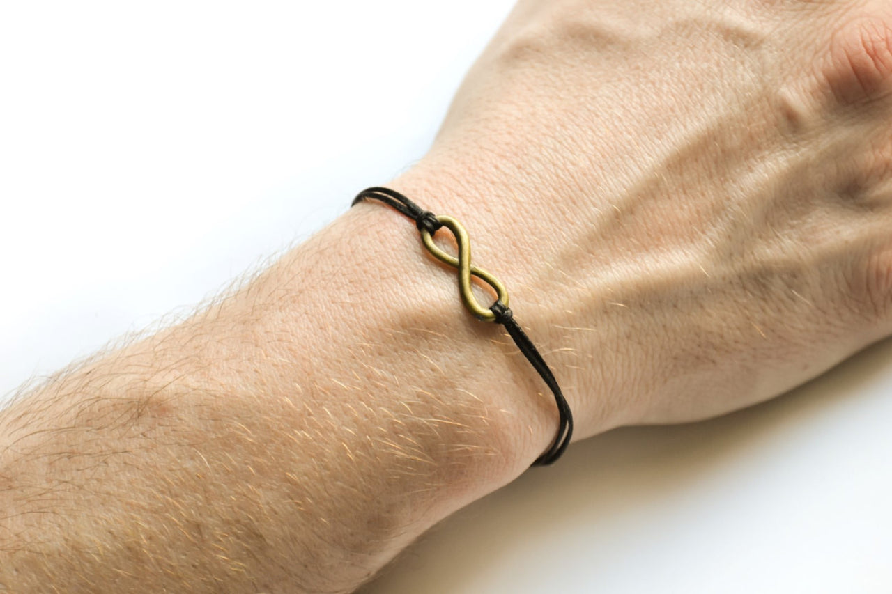 Infinity bracelet for men, black cord - shani-adi-jewerly