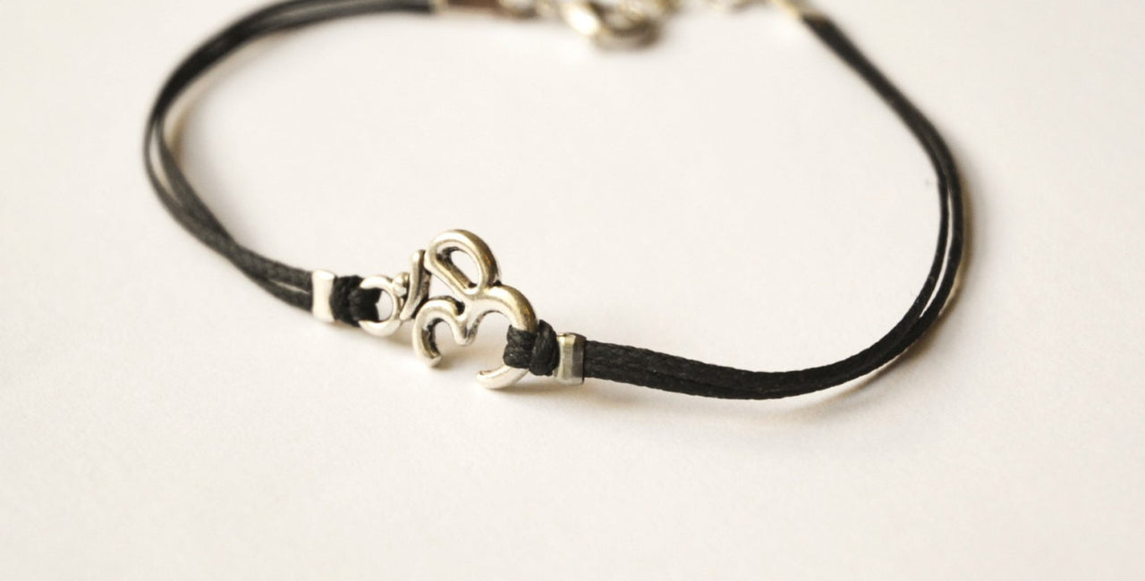 Men's bracelet with Tibetan silver Om charm - shani-adi-jewerly