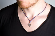Silver Infinity necklace for men, blue cord - shani-adi-jewerly