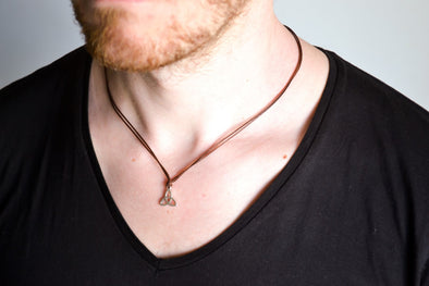 Trinity necklace for men, brown cord - shani-adi-jewerly