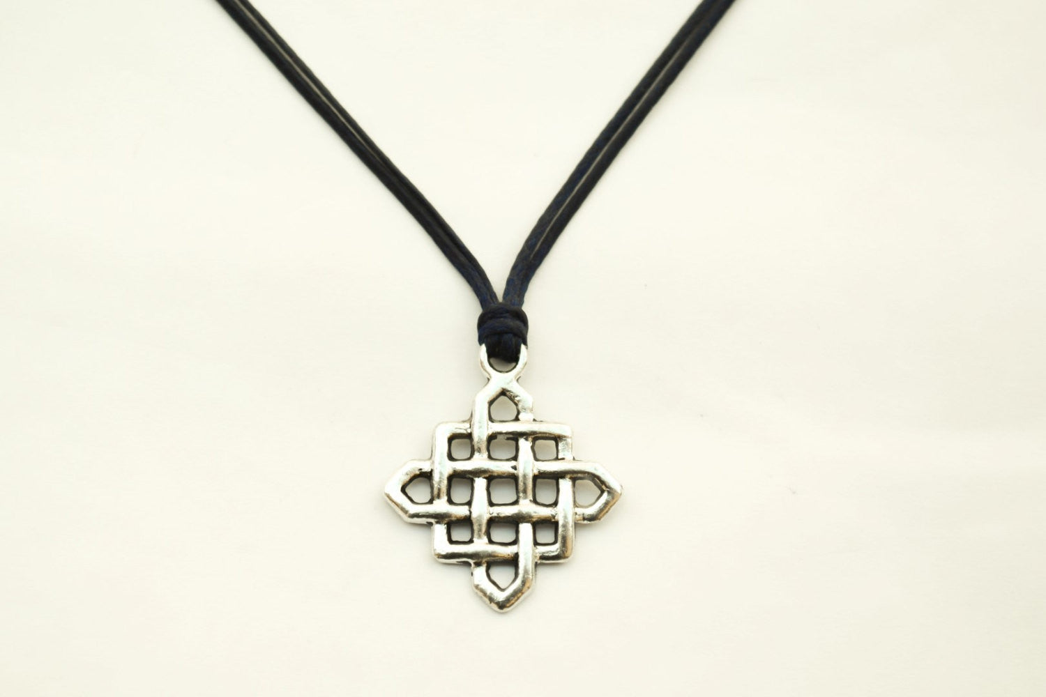 Silver Infinity necklace for men, blue cord - shani-adi-jewerly