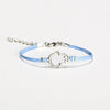 Blue cord bracelet with silver Hamsa charm - shani-adi-jewerly