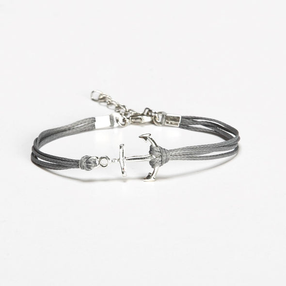Gray anklet with a silver anchor charm - shani-adi-jewerly