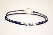 Wrapped Hamsa bracelet for men, blue cord - shani-adi-jewerly