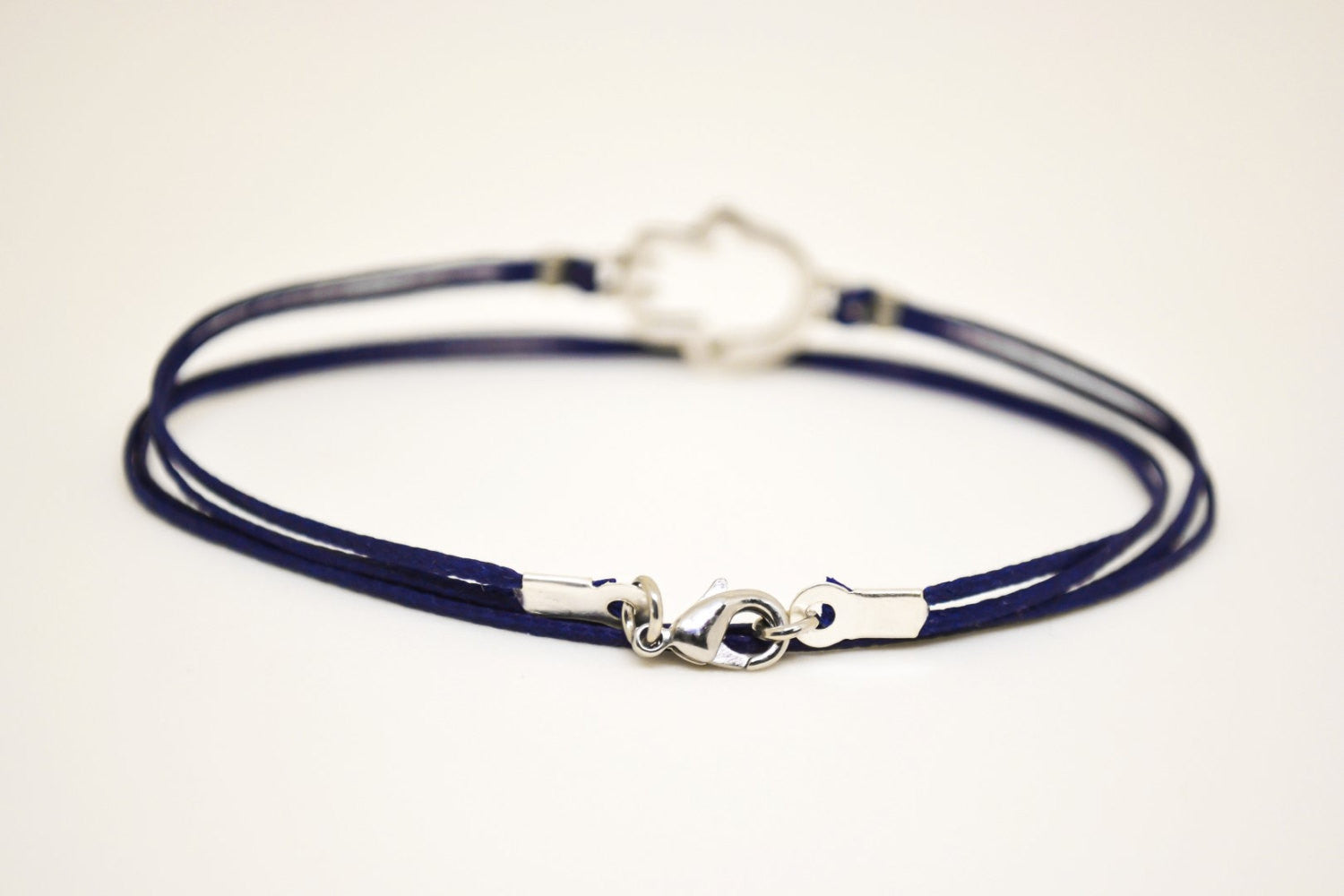 Wrapped Hamsa bracelet for men, blue cord - shani-adi-jewerly
