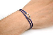 Wrapped Hamsa bracelet for men, blue cord - shani-adi-jewerly