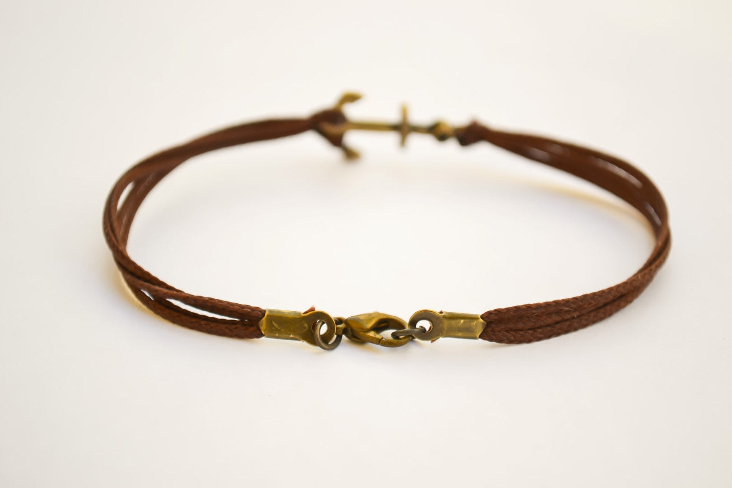 Bronze Anchor cord bracelet, brown cords - shani-adi-jewerly