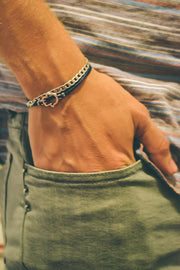 Wrapped Hamsa bracelet for men, blue cord - shani-adi-jewerly