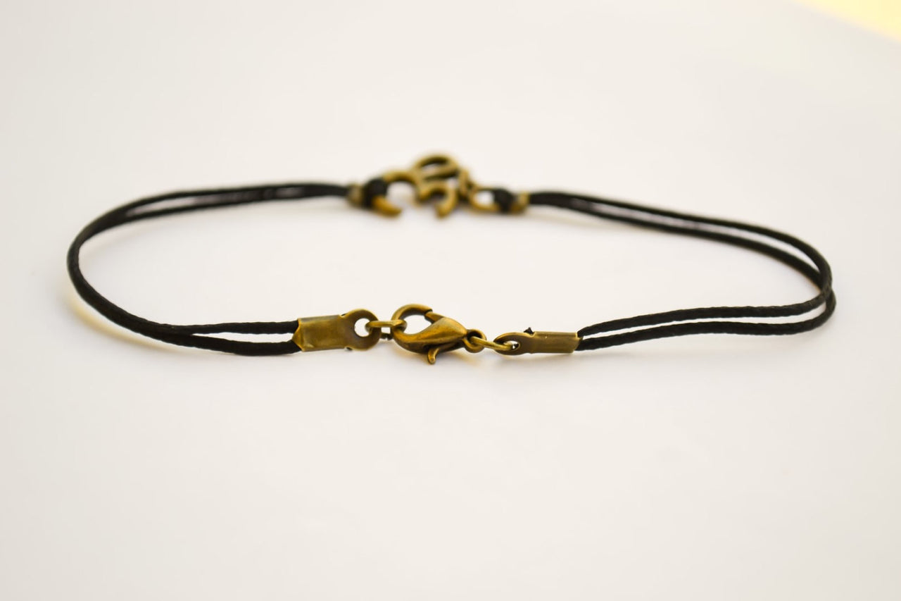 Men's bracelet with bronze tone brass Om charm - shani-adi-jewerly