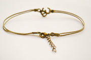 Bronze om anklet, brown cord - shani-adi-jewerly