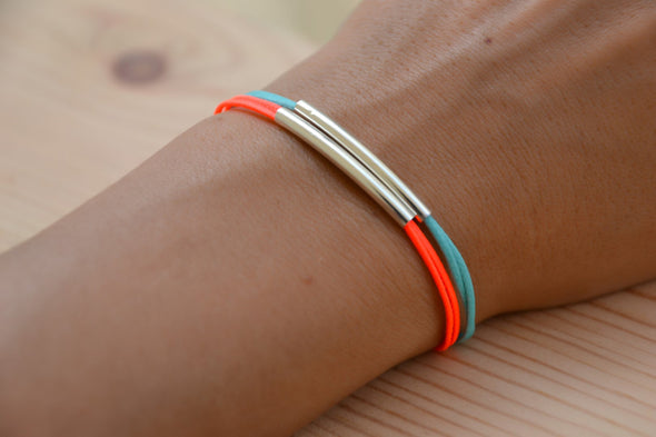 Silver long tube charms, turquoise bracelet - shani-adi-jewerly
