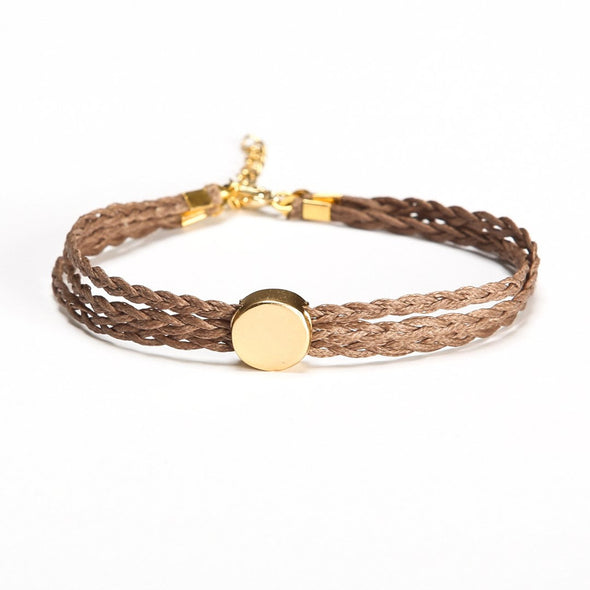 Braided ankle bracelet with a gold round bead - shani-adi-jewerly