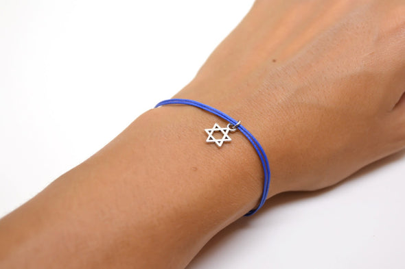Star of David bracelet, blue cord - shani-adi-jewerly