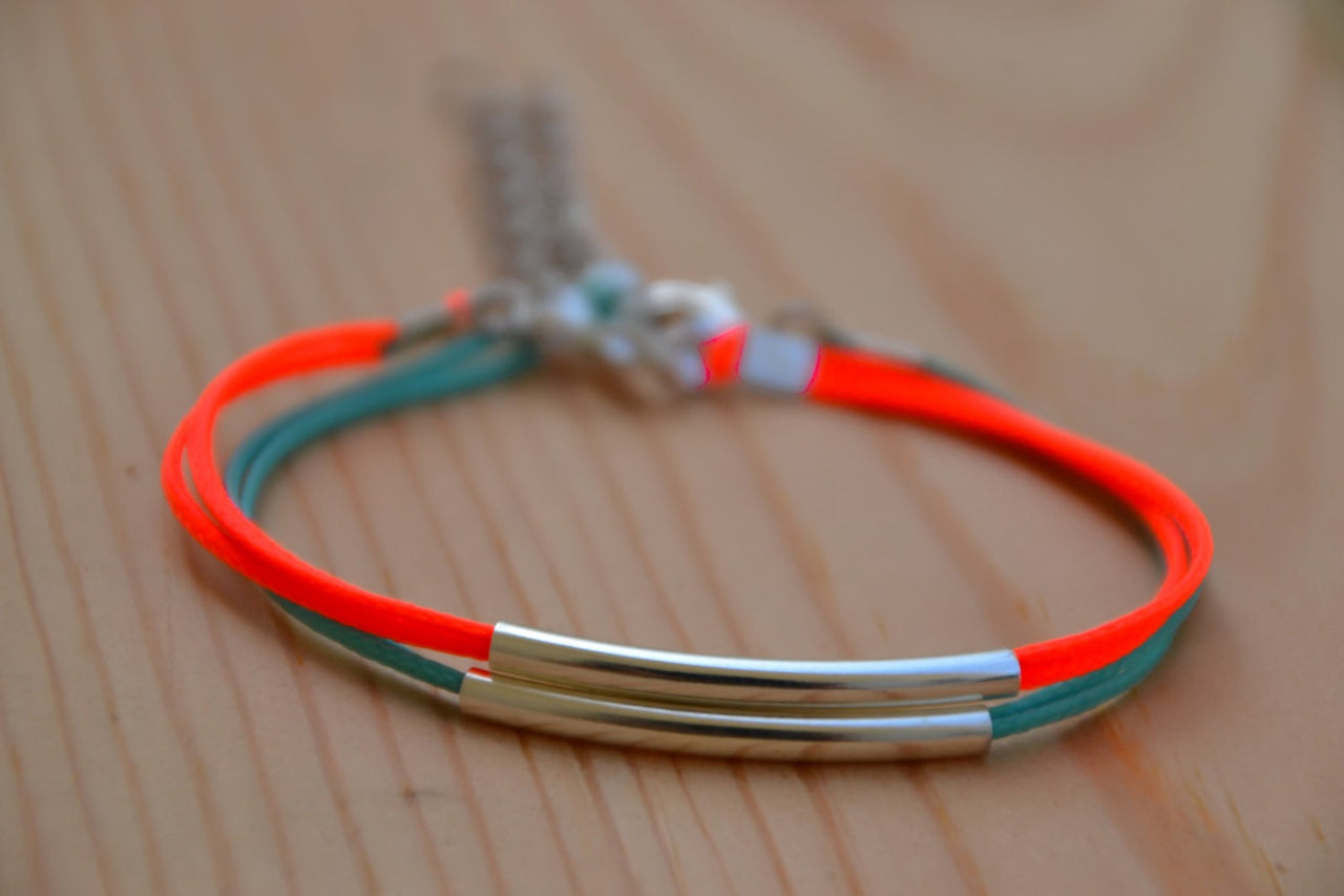 Silver long tube charms, turquoise bracelet - shani-adi-jewerly