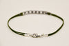 Flat link chain bracelet for men, green cord - shani-adi-jewerly