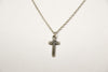 Silver plated cross necklace for men, stainless steel chain - shani-adi-jewerly