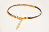 Gold bar bracelet, brown cord - shani-adi-jewerly