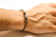 Hamsa Tube bracelet for men, black cord - shani-adi-jewerly