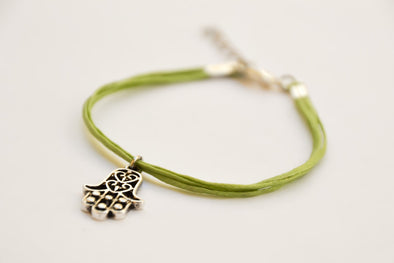 Green cord Hamsa Bracelet - shani-adi-jewerly