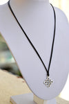 Silver infinity pendant and black cord bracelet - shani-adi-jewerly