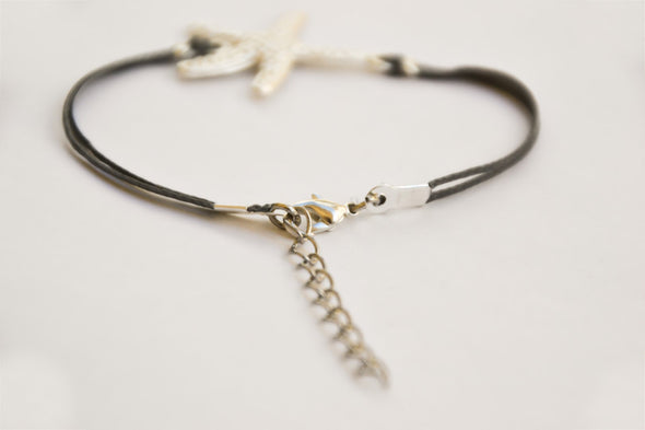 Starfish bracelet, gray cord - shani-adi-jewerly