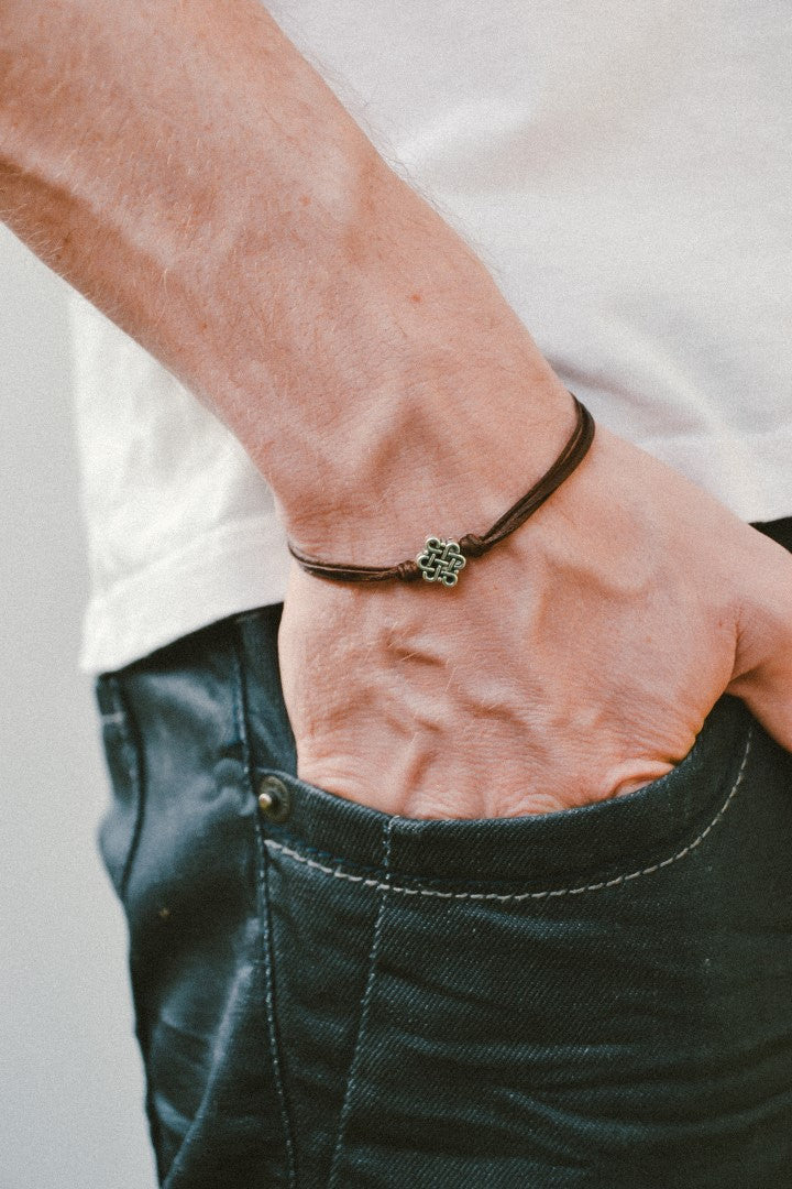Infinity bracelet for men, brown cord - shani-adi-jewerly