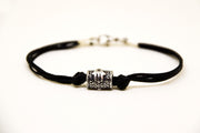 Hamsa Tube bracelet for men, black cord - shani-adi-jewerly