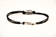 Hamsa Tube bracelet for men, black cord - shani-adi-jewerly