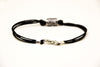 Hamsa Tube bracelet for men, black cord - shani-adi-jewerly