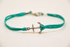Silver anchor bracelet for men, turquoise cords - shani-adi-jewerly