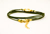 Wrap green cord bracelet with gold hamsa charm - shani-adi-jewerly