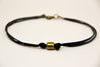 Men's anklet with a bronze tube charm and a black cord - shani-adi-jewerly