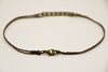 Bronze flat chain anklet for men, brown cord - shani-adi-jewerly