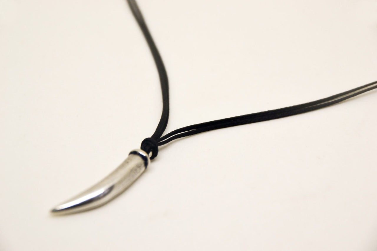 Alligator tooth necklace for men black cord, men's necklaces - shani-adi-jewerly