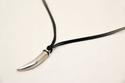 Alligator tooth necklace for men black cord, men's necklaces - shani-adi-jewerly