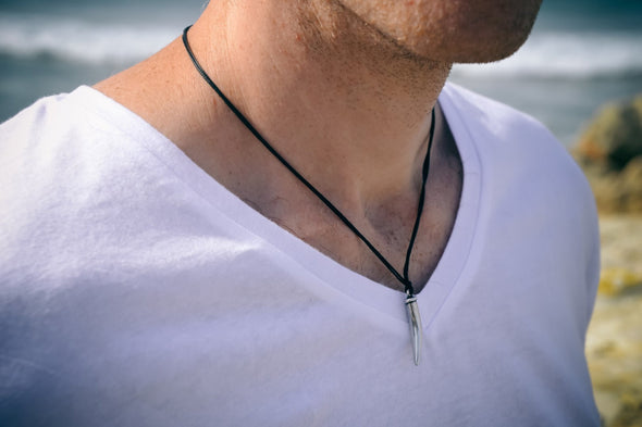 Claw necklace for men, black cord - shani-adi-jewerly