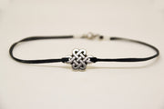 Celtic knot anklet for men, black cord - shani-adi-jewerly