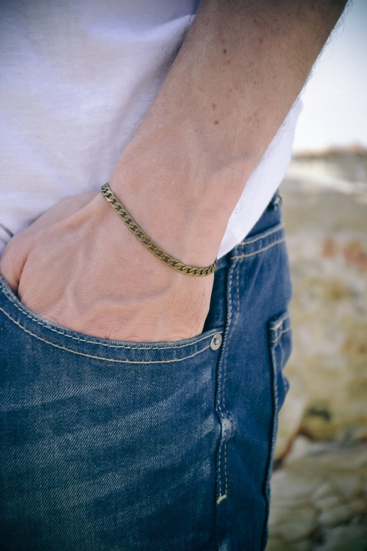 Bronze cuban chain bracelet for men - shani-adi-jewerly