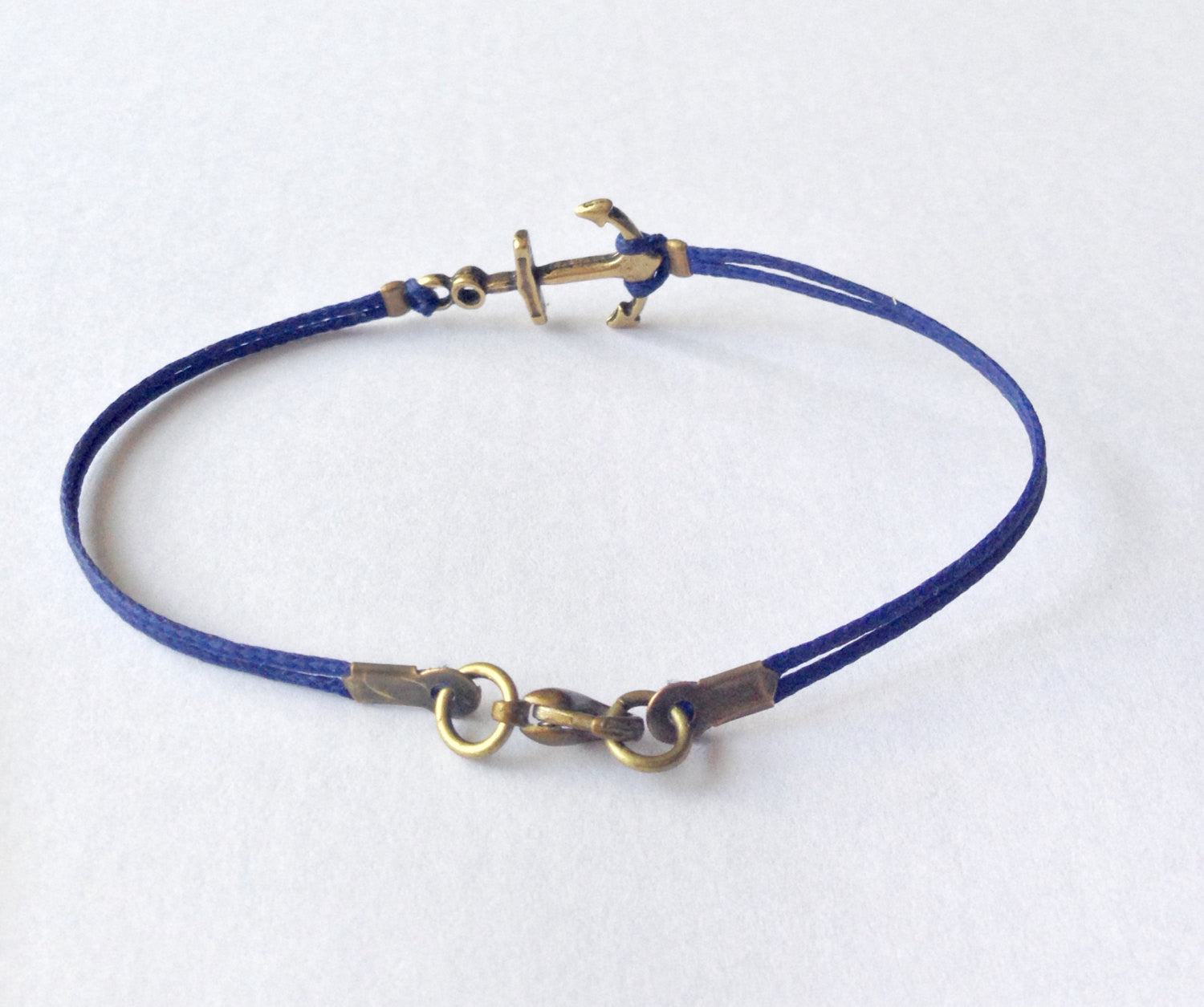 Bronze anchor bracelet for men, blue cord - shani-adi-jewerly