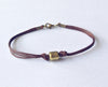 Bronze tube bracelet for men, brown cord - shani-adi-jewerly