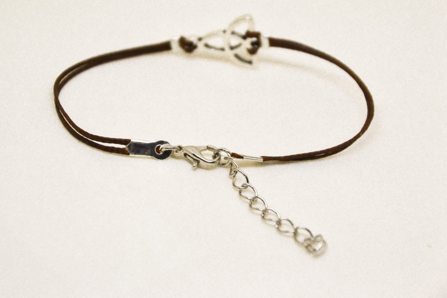 Brown bracelet with silver Trinity charm for women - shani-adi-jewerly