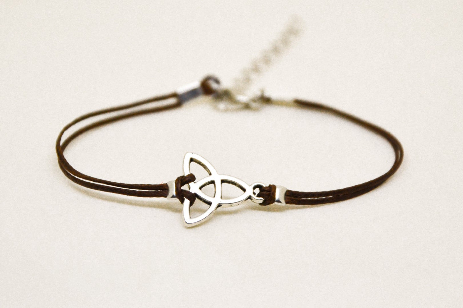 Trinity women's bracelet, brown cord, adjustable - shani-adi-jewerly