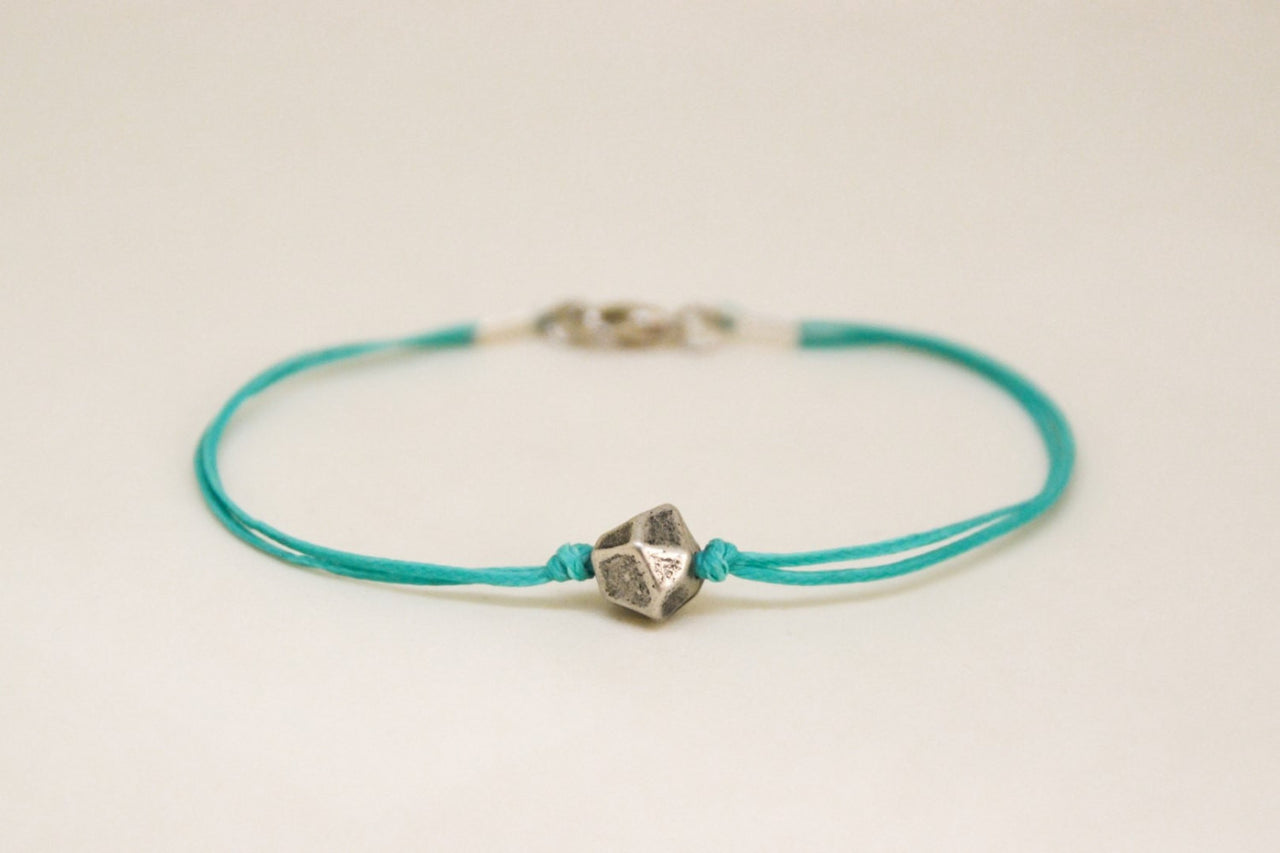 Nugget bracelet for men, turquoise cord - shani-adi-jewerly