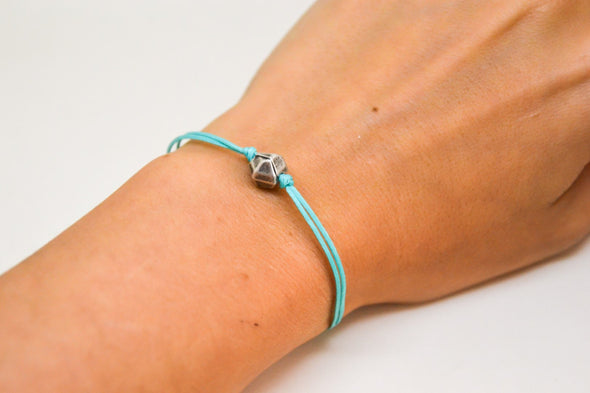 Turquoise cord bracelet with silver nugget charm - shani-adi-jewerly
