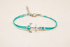 Turquoise cord bracelet with a silver plated anchor charm - shani-adi-jewerly