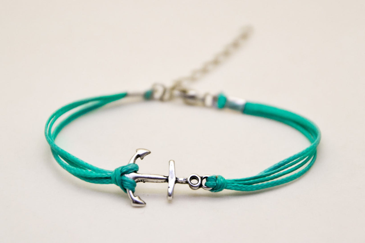 Multi-cord bracelet with a silver plated anchor charm - shani-adi-jewerly